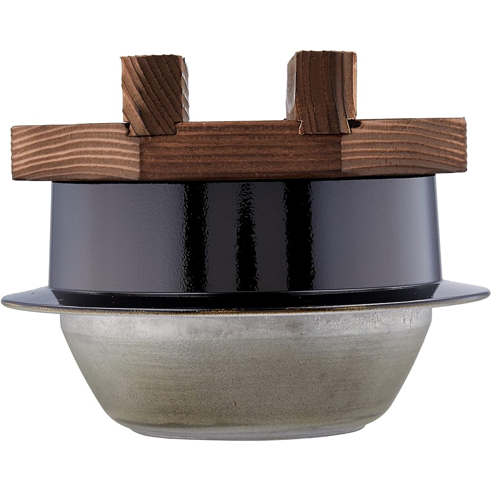Tonami Shoten Rice Pot, Rice Cooker, Wooden Lid, Black Ame Glaze, 1 Cup, Made of Aluminum, Made in Japan, Outdoor, Camping, Open Fire OK, Repaintable