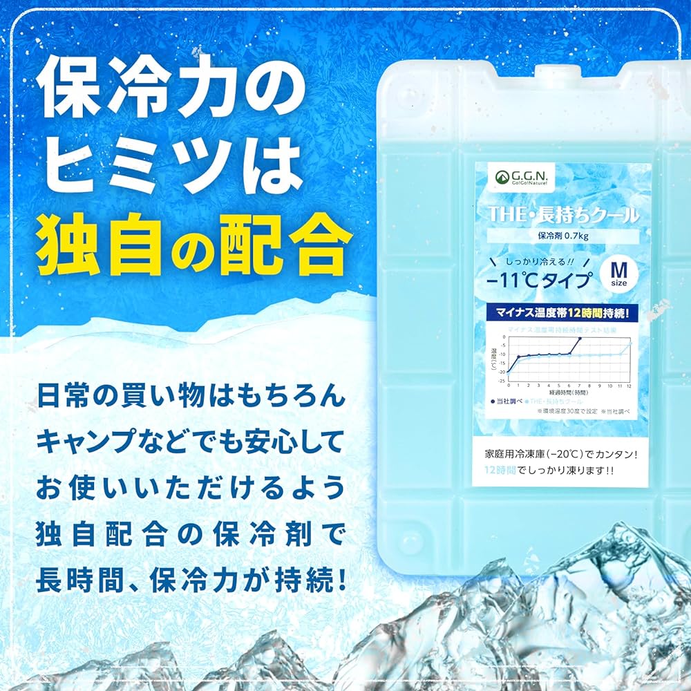 G.G.N. -11°C Ice Pack, Cold Pack, 700g, Set of 2, Long Time Cold Preservation, Freeze, Hard, Cold Pack, Long Time, Strong GN02CM019SET, Blue