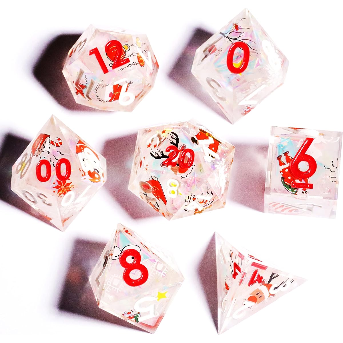MINI PLANET DND Dice Polyhedral Dice Sharp Dice Galaxy Dice Glitter Dice Handmade Dice Handmade Dice Dispel Dice (Christmas Dice 2)