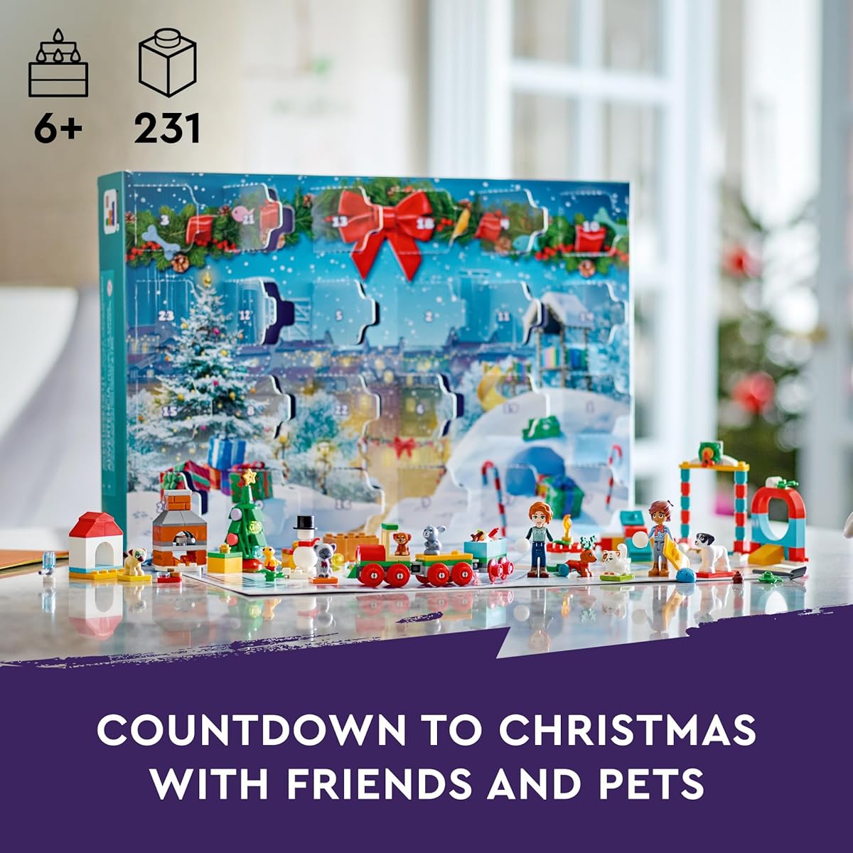 LEGO Friends 2023 Advent Calendar 41758 Christmas Holiday Countdown Playset with 24 collectible daily surprises including 2 mini-dolls and 8 pet figures