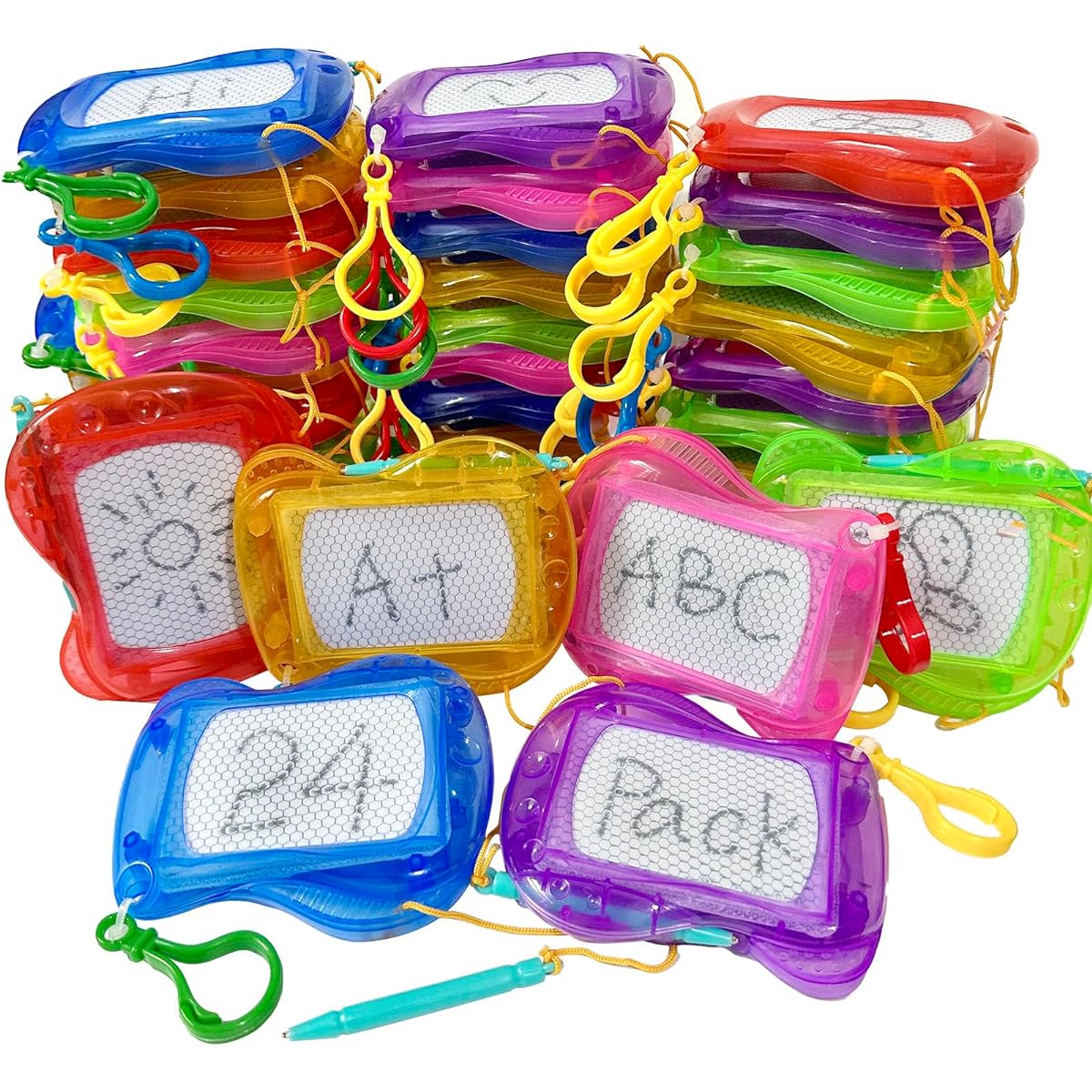 24 Pack Mini Magnetic Drawing Board Keychain Erasable Sketch for Backpacks Kids Classroom Rewards Party Favors Goodie Bags Stocking Stuffers