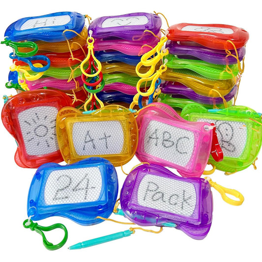 24 Pack Mini Magnetic Drawing Board Keychain Erasable Sketch for Backpacks Kids Classroom Rewards Party Favors Goodie Bags Stocking Stuffers