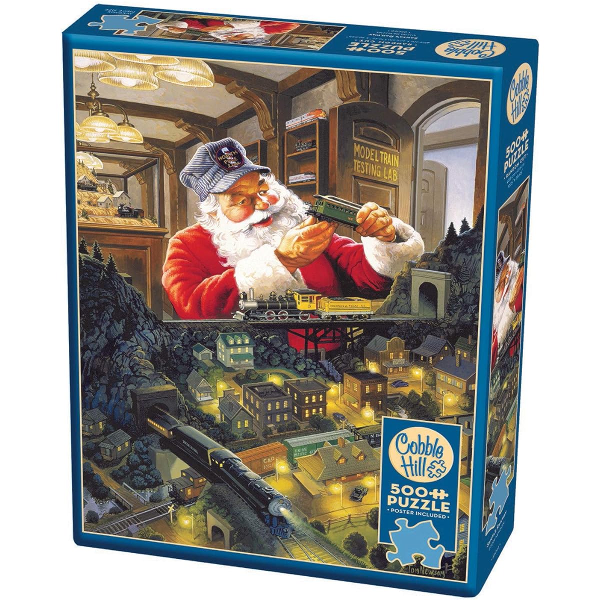 Cobble Hill Santa's Railo Artist Tom Newsom 1000 Piece Jigsaw Puzzle
