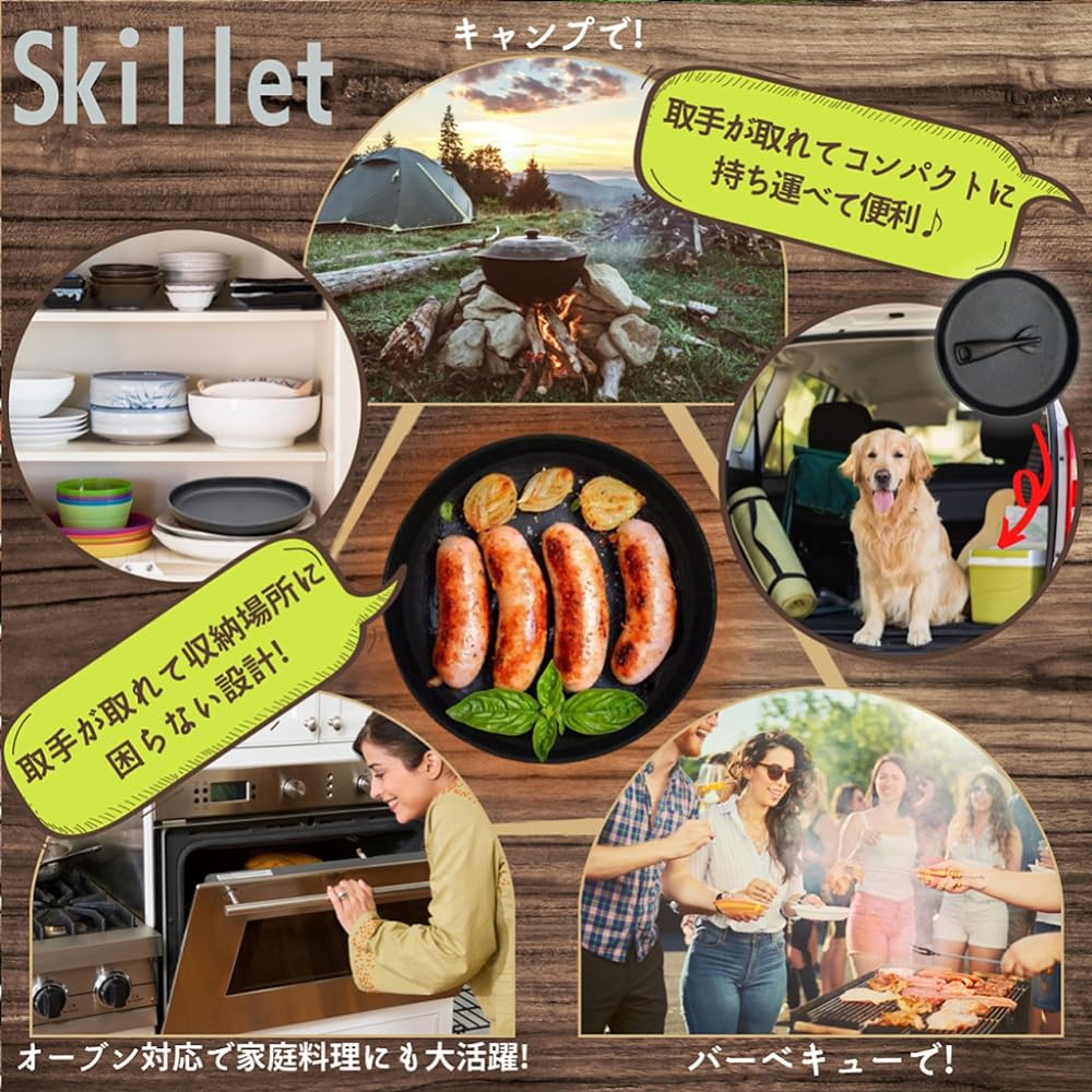 Ncolor Skillet Camp Frying Pan Ajillo Pot with Handle 20cm