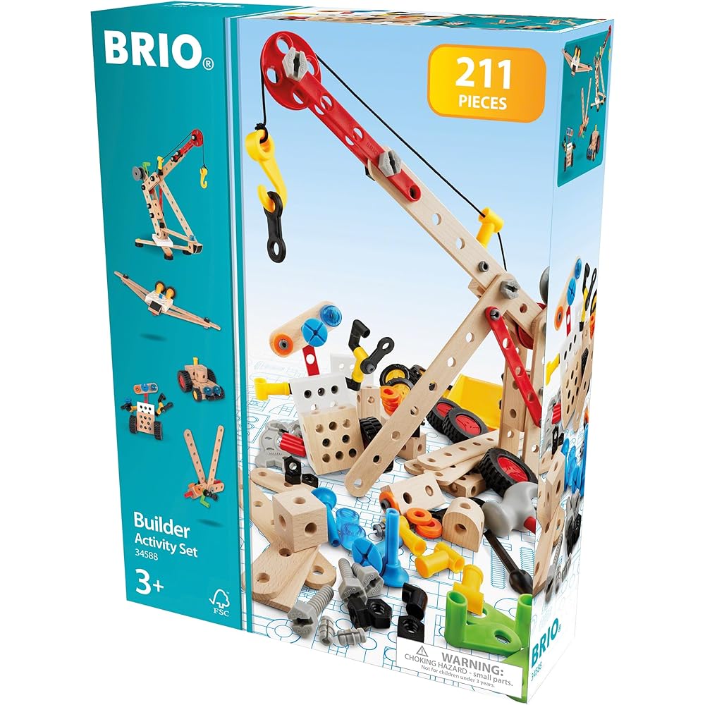 BRIO Builder Activity Set [210 pieces in total] Ages 3 and up (Carpenter Tool Play Toy Educational Toy) 34588