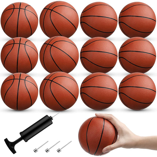 12pcs 5" Mini Basketball Set Size 1 Small Basketballs for Kids Rubber Mini Hoop Basketball with Air Pump for Toddlers Kids Teenagers Throwing Shooting Pool Indoor Outdoor