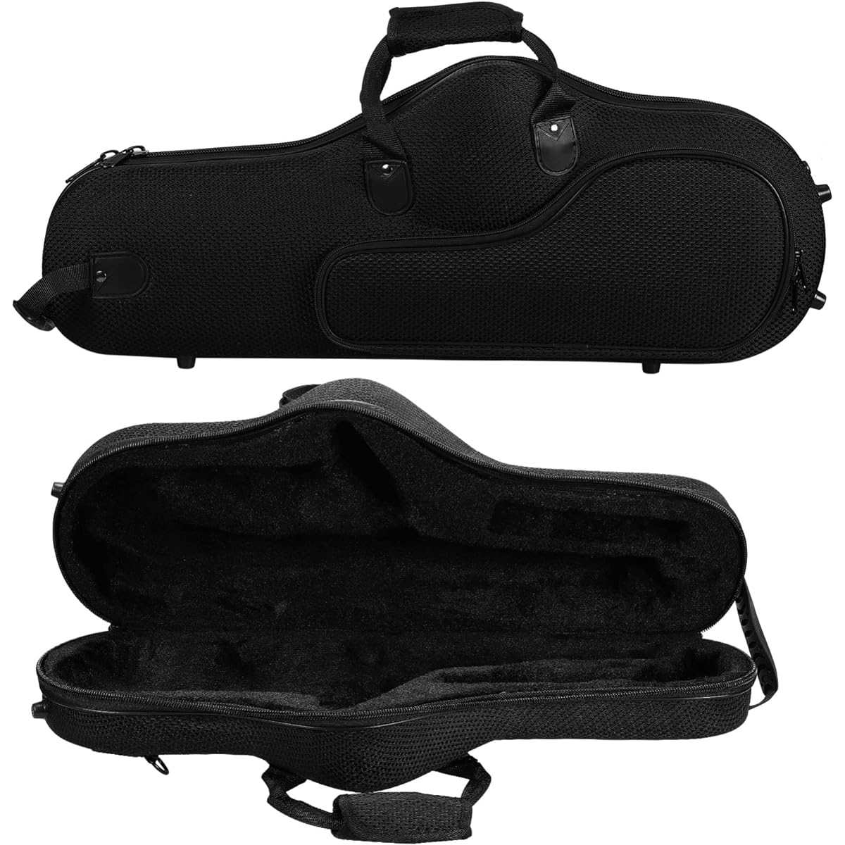 Vaguelly Alto Saxophone Case Oxford Alto Sax Lightweight Gig Bag Backpack Padded Shoulder Strap External Pocket Saxophone Carry Bag Black