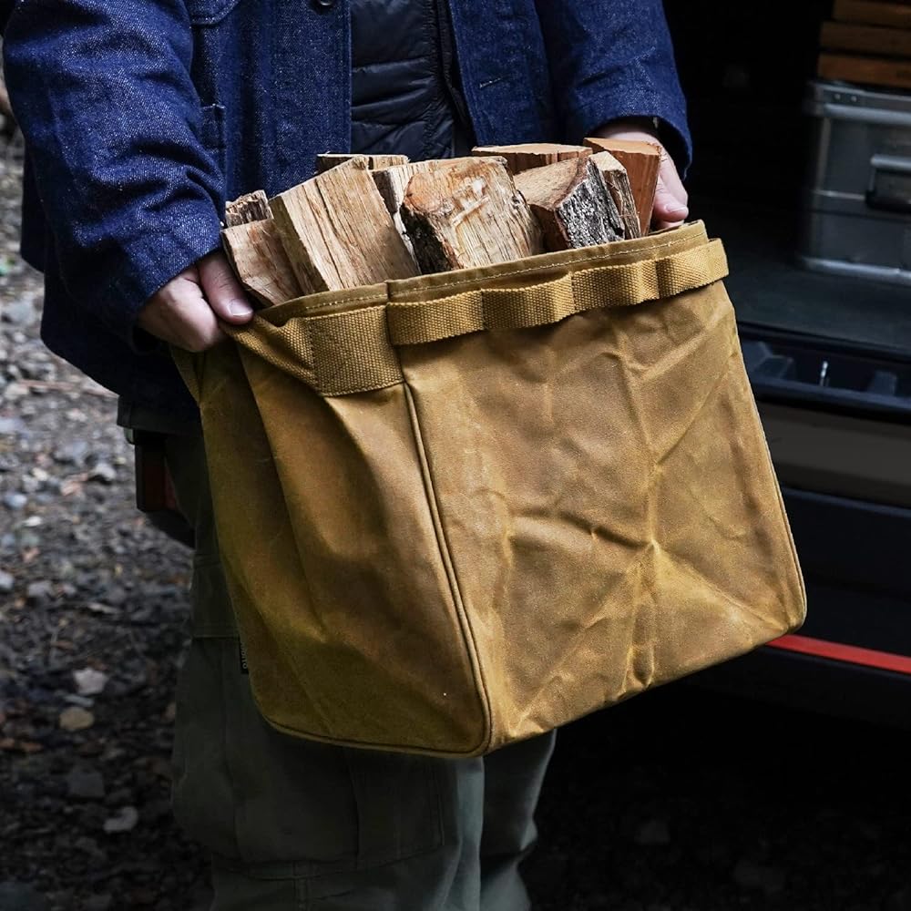 asobito Open Container, Various Colors, Storage Case, Storage Bag, Firewood Bag, Waterproof, 100% Natural Materials, Cotton Canvas, Authenticity, Freestanding Soft Container, Outdoor Camping AB-055