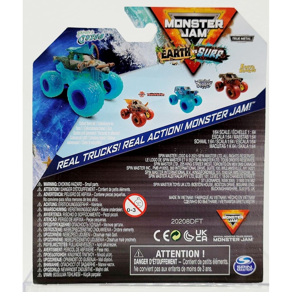 Monster Jam Earth vs Surf Pirate's Curse 1:64 Scale Truck