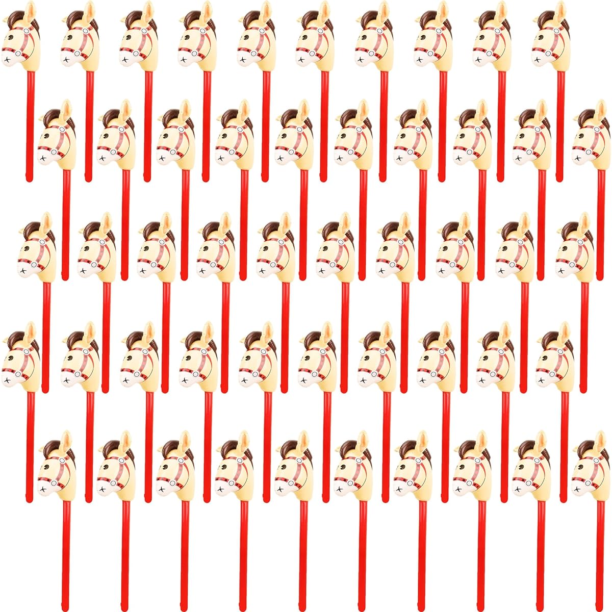 Hacomba 50pcs 40" Inflatable Horse Head Sticks Blow Up Cowboy Cowgirl Pony Sticks Horse Stick Balloons for Birthday Christmas Pool Cowboy Theme Party Decorations