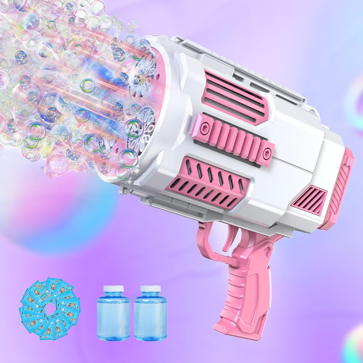 Bubble Gun Bubble Machine Gun Automatic Bazooka Bubble Machine Gun for Kids 3 4 5 6 7 8 9 10 11 12 Years Old&Adults Birthday Wedding Toy Pink