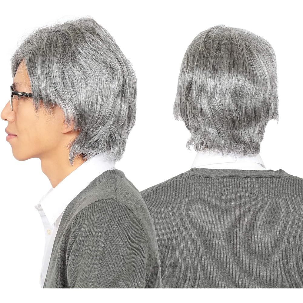 Clearstone Cosplay Halloween Grandpa and Grandma Wig Set Wig Old Man Old Woman White Hair Unisex Silver Costume Fancy Dress Costume