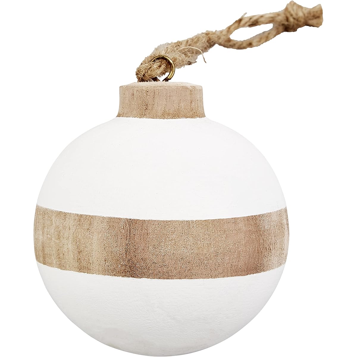 Mud Pie Paulownia Wood Christmas Ornament, Ball, 4" x 3.25"
