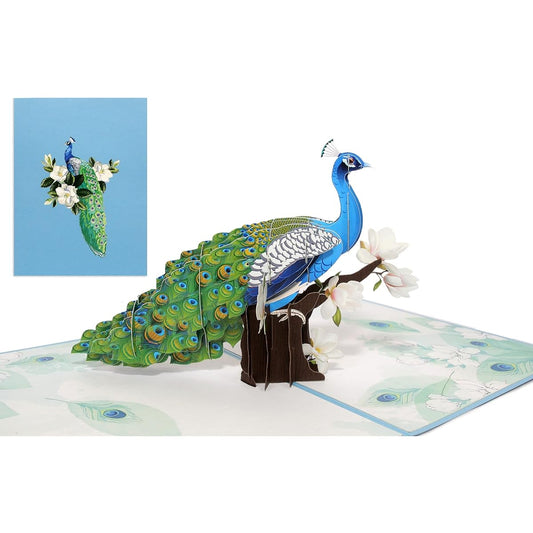 3D Blue Peacock Pop Up Card 3D Animal Birthday Card Friend Girlfriend Wife Husband Dad Grandma Teacher Mother's Day Anniversary Thinking of You Thank You