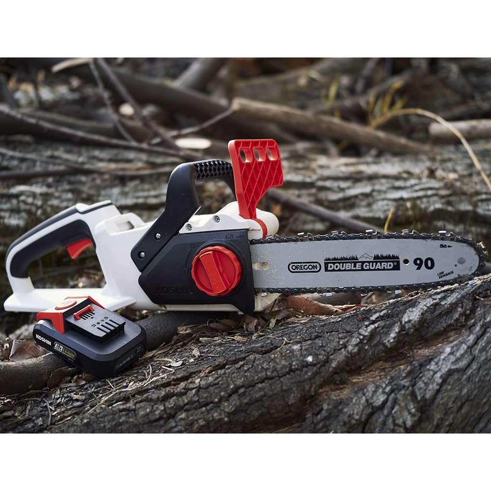 KOSHIN 18V 2.0Ah Rechargeable Chainsaw SCS-18RN with Battery and Charger Rear Handle Thin Branch Thick Branch Versatile Automatic Lubrication Battery and Charger Sold Separately White/Black