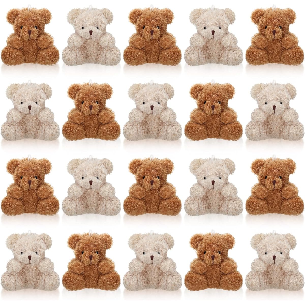 Chivao 20pcs Plush Mini Bears 4" Stuffed Bear Animal Toys Small Bear Plush Soft Bear Dolls with Small Present Box for Birthday Wedding Party (Brown, Apricot)