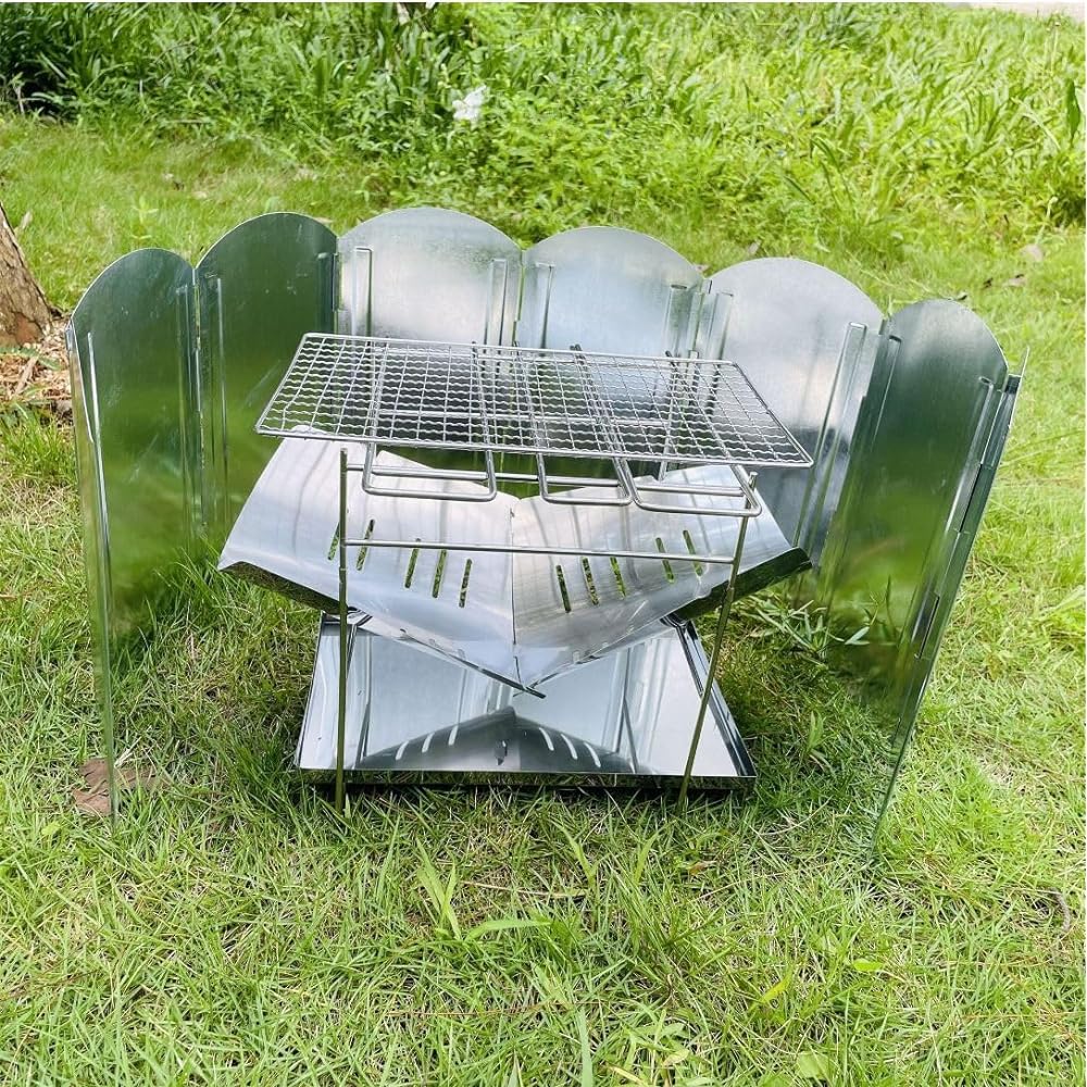 Bonfire stand set, foldable, compact, lightweight, foldable, solo camping, with net, storage case included ACURACE