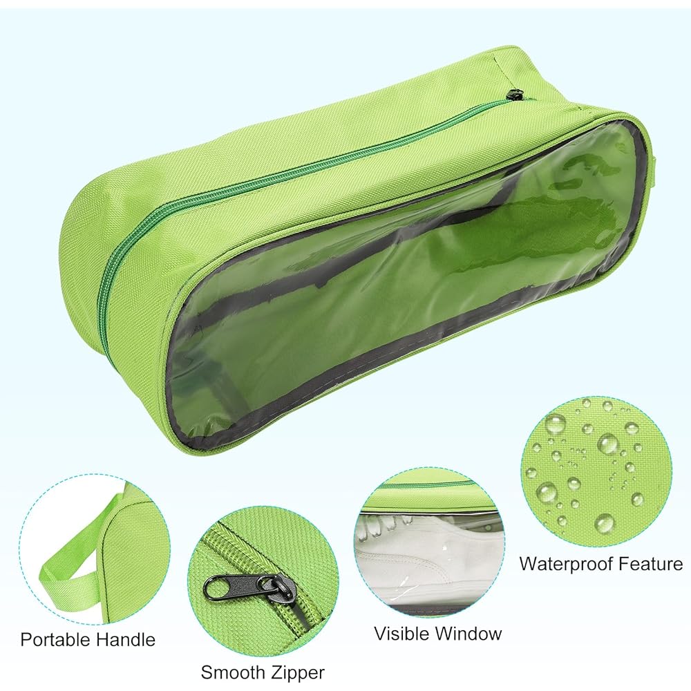 PATIKIL Golf Shoe Bag 4 Pieces Portable Sports Shoe Organizer Bag with Breathable Zipper Shoe Bag for Sports Gym Travel Green