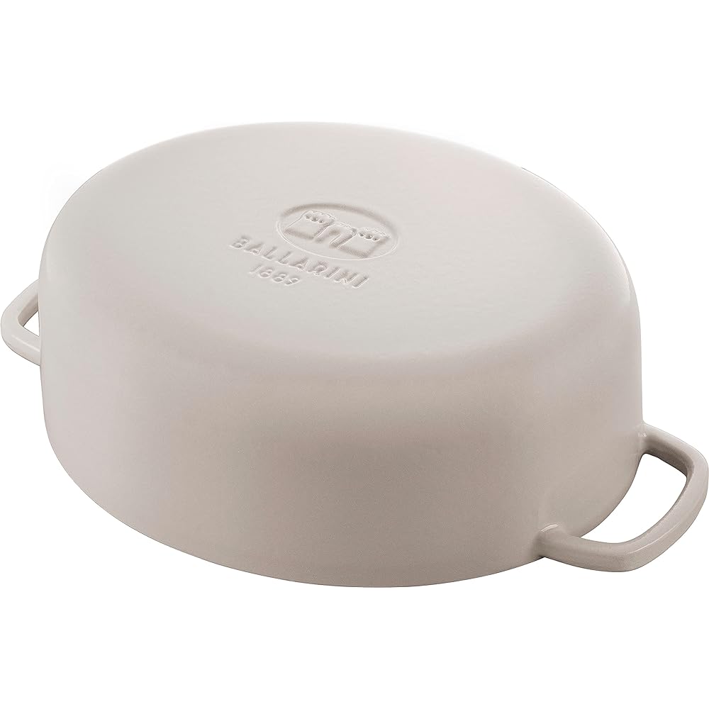 Ballarini "Bellamonte Oval 23cm Cream White" Two-handed pot Cast metal enamel pot IH compatible [Japanese official product] Z1023-635