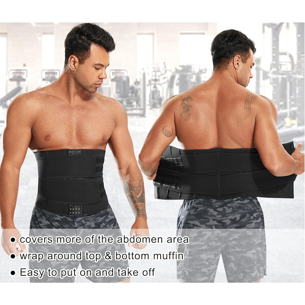 [Sawaiko] Waist Shaper Belt, Fit, Muscle Training Corset, Waist Trimmer Belt, Sweating, Breathable, Abdominal Muscle Training, Sports, Compression, Waist Corset, Back Muscle Correction, Double Pressure Type, For Work, Work, Exercise, Men's