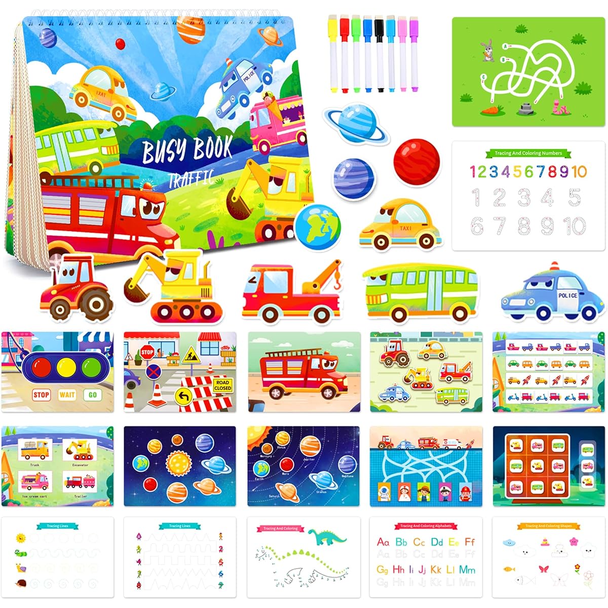 BELLOCHIDDO Traffic Themed Busy Book for Toddlers