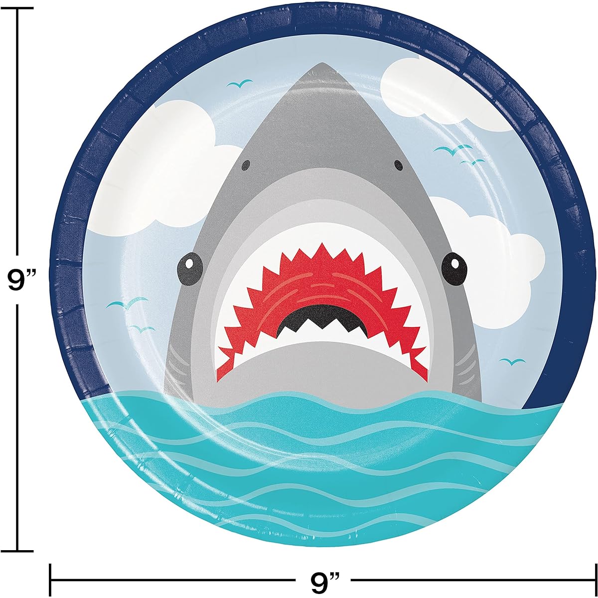 Shark Party Paper Plates 24 Pieces