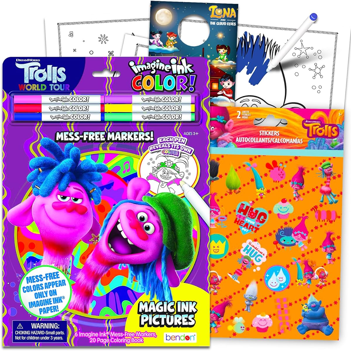 DreamWorks Trolls Activity Set - Trolls No-Mess Coloring Book for Kids Ages 4-8 with Stickers and Door Hanger