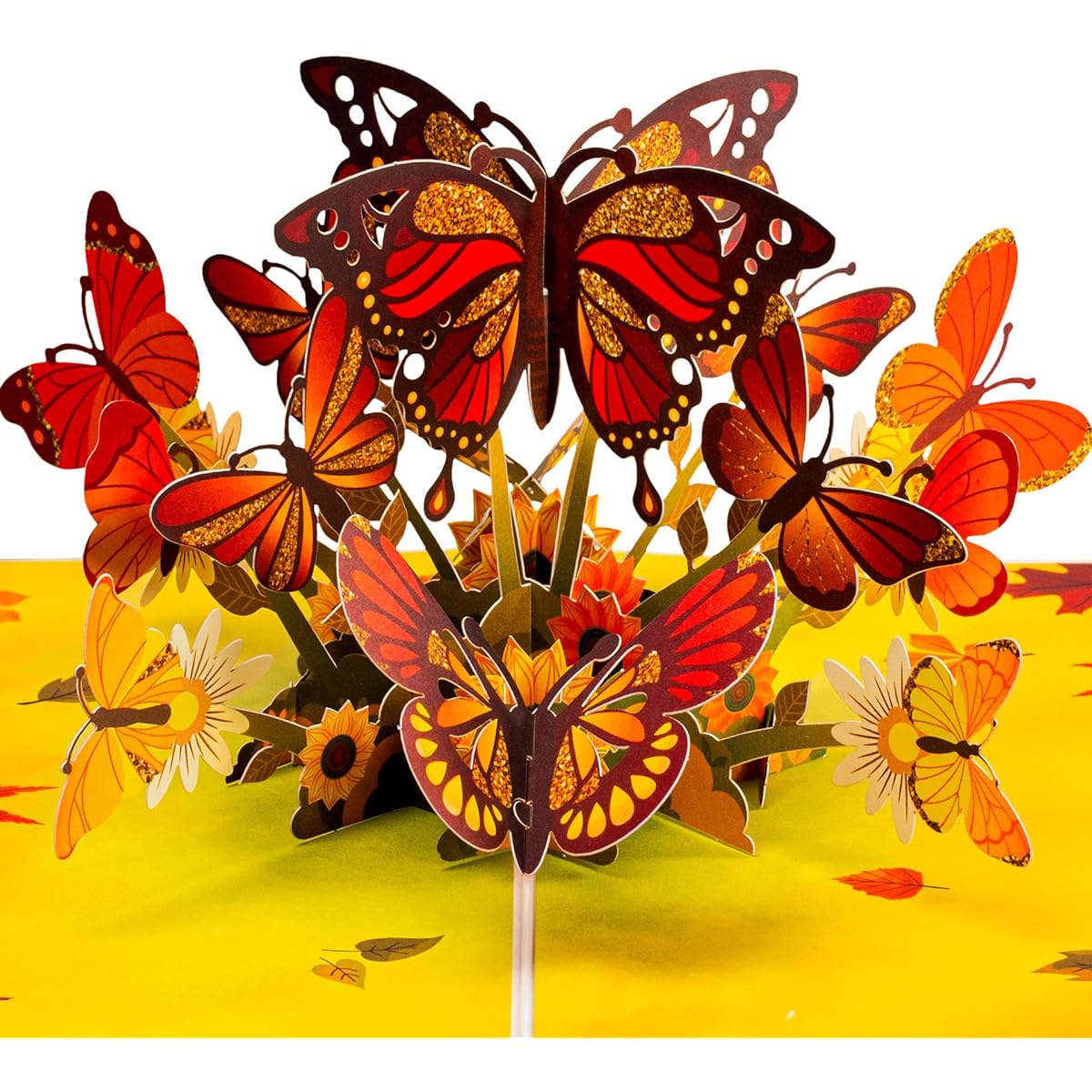 Paper Love Fall Butterflies 3D Pop Up Cards Greeting Cards for Fall Thanksgiving Thank You Thinking of You Get Well Soon Birthday All Occasions 5" x 7" with Cover Envelope and Note Tag