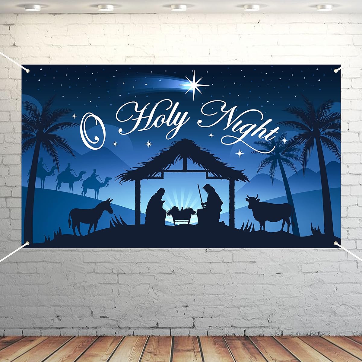 WATINC Christmas Nativity O Holy Night Backdrop Christmas Jesus Birth Winter Holiday Religious Christian Party Wall Decor Supplies Photo Props Booth Home Church Outdoor 78 x 45 Inch