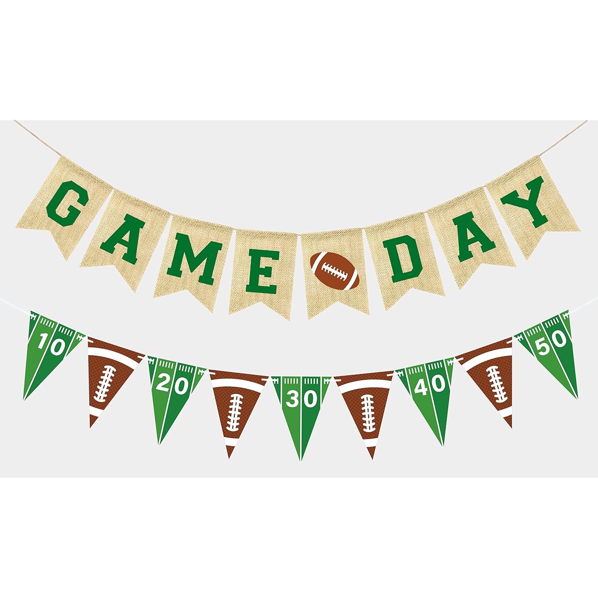 VILIFEVER Game Day Burlap Banner Football Theme Garland Bunting Football Birthday Party Decoration Football Concession Stand Hanging Sign Outdoor Home Decoration