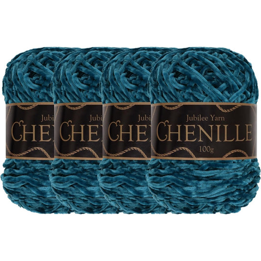 Chenille yarn - Worsted yarn - 100g/cake - Cerulean - 4 cakes