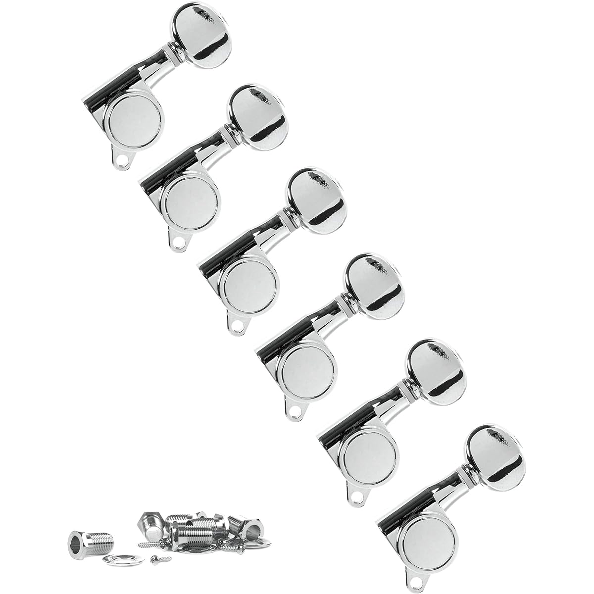 Golden Age Oval Knob 6 Inline Tuner Chrome