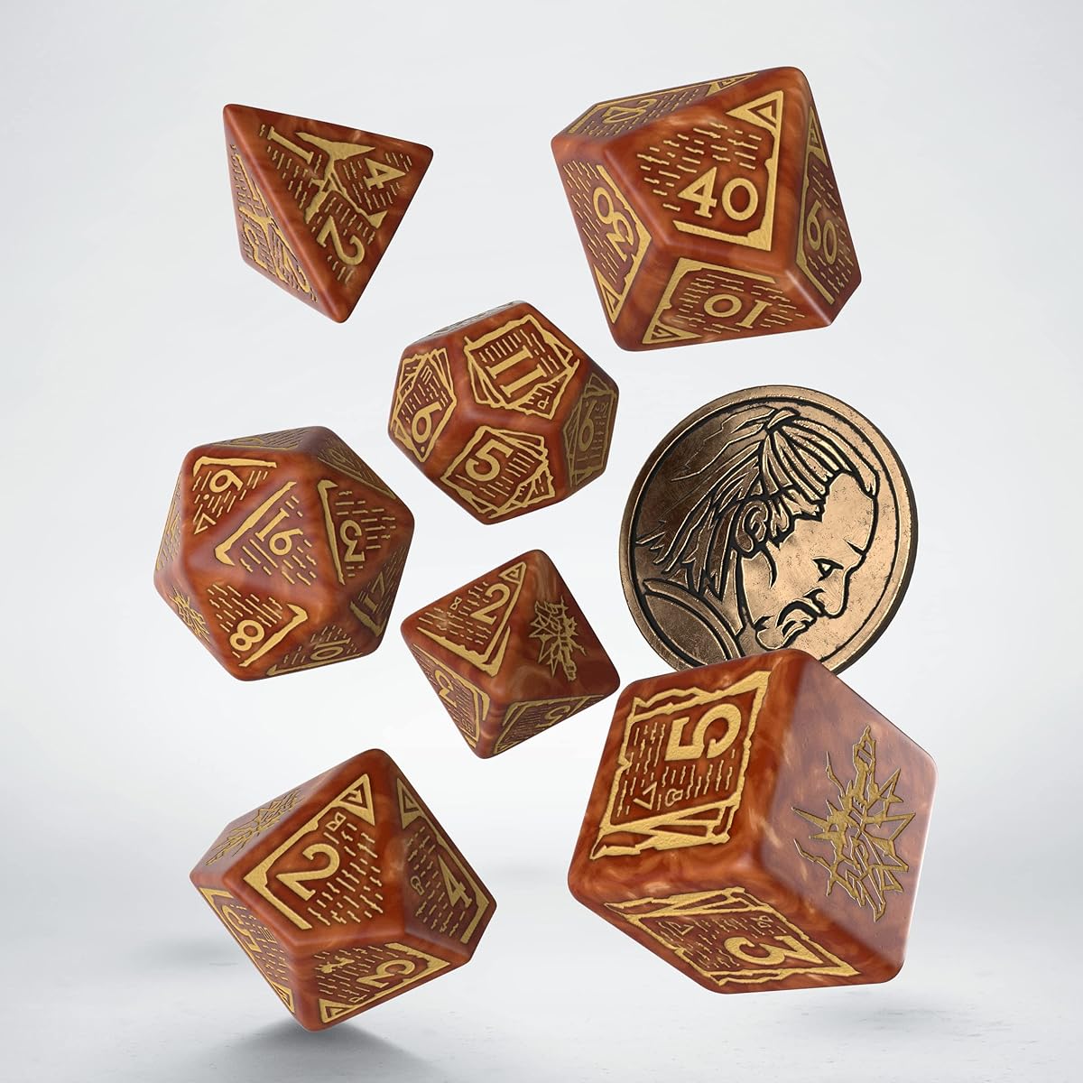 The Witcher Dice Set Vesemir - The Wise Witcher Dice Set 7 with Coin