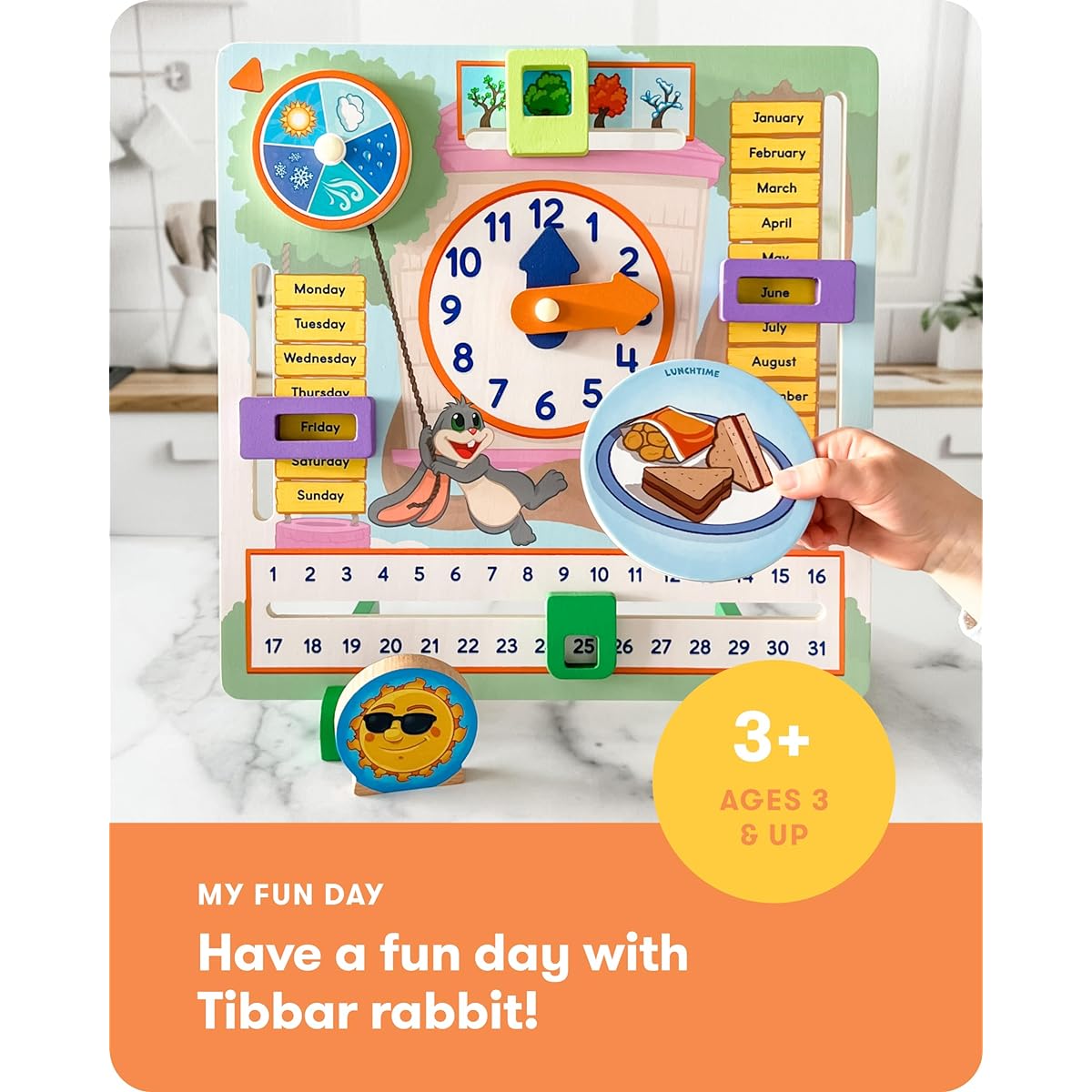 SimplyFun My Fun Day – Engaging and educational activity board – Learn month, day, season and time – Playable by 1-2 players – For ages 3 and up
