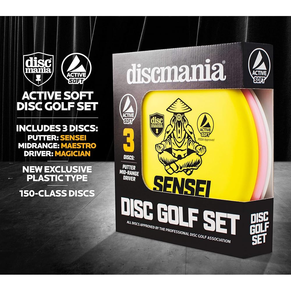 Discmania Active Soft Disc Golf 3-Piece Set - Includes Disc Golf Putter, Midrange, and Driver (Colors May Vary)