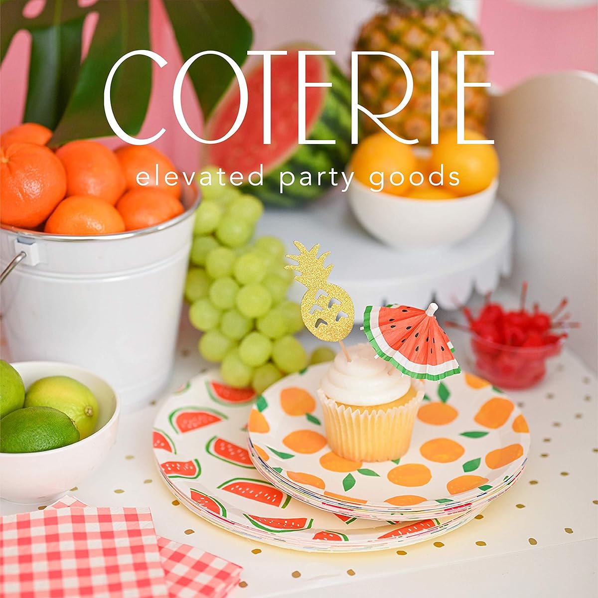 Coterie Fruit Paper Plates - Cute Party Plates for Summer Party, Kids Birthday, Chutti Fruit Party, Baby Shower - Fruit Party Decorations | 9.25" Fancy Paper Plates | 10 Pieces - Each Design