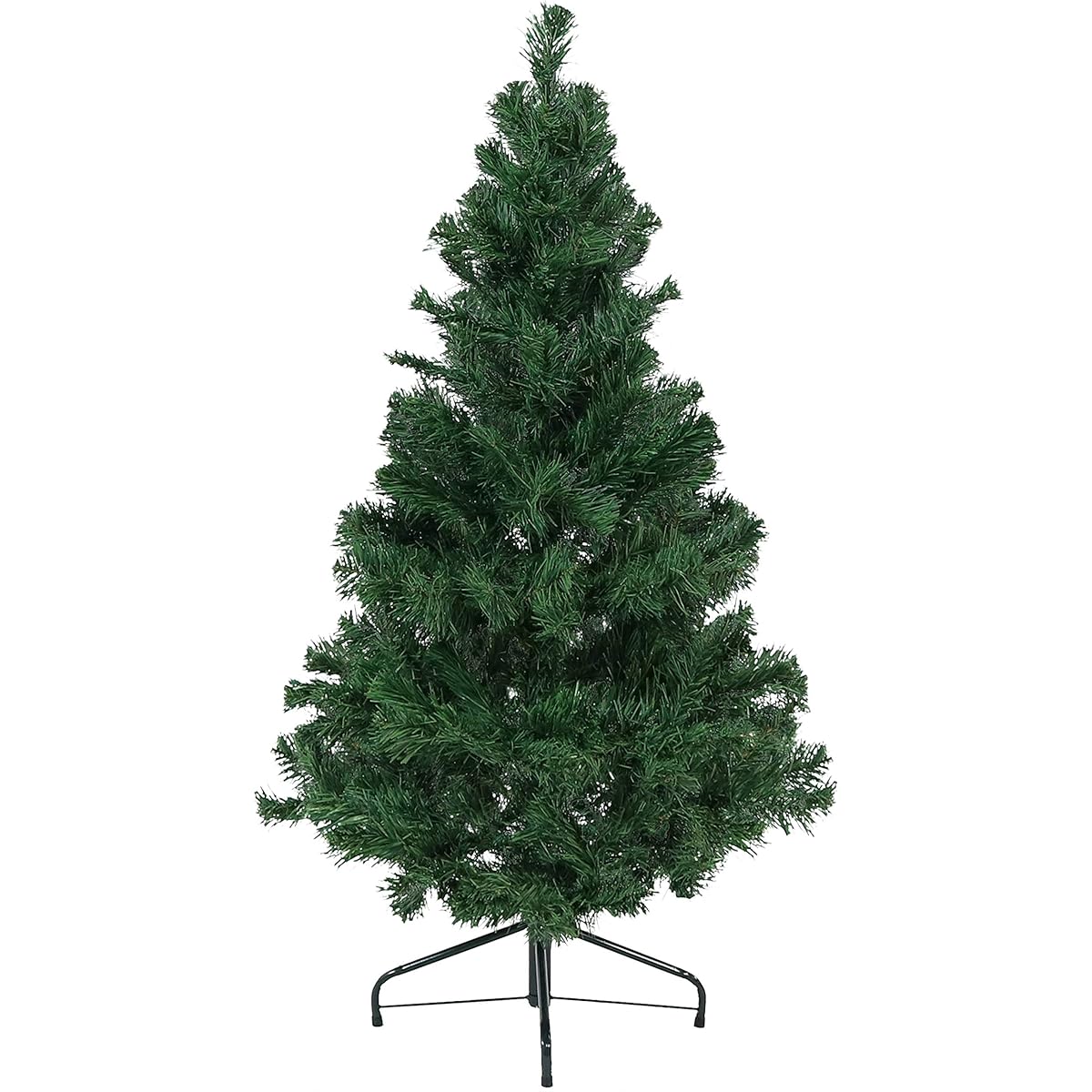 Sunnydaze 4' Artificial Canadian Pine Christmas Tree with Hinged Branches - Fire Free PVC Artificial Tree with Metal Stand - Indoor Holiday Decorations - Full Profile - Easy Assembly