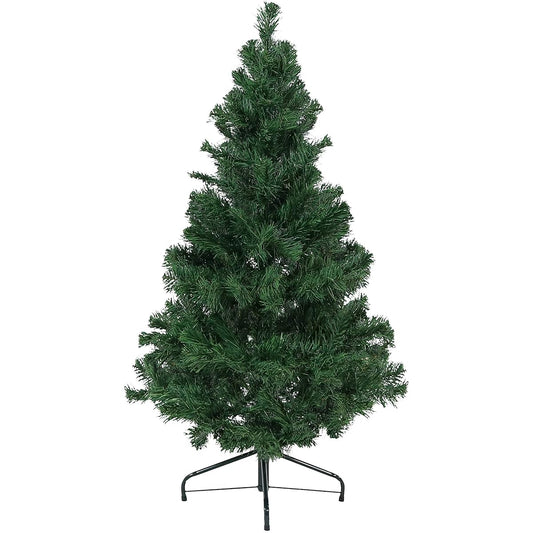 Sunnydaze 4' Artificial Canadian Pine Christmas Tree with Hinged Branches - Fire Free PVC Artificial Tree with Metal Stand - Indoor Holiday Decorations - Full Profile - Easy Assembly
