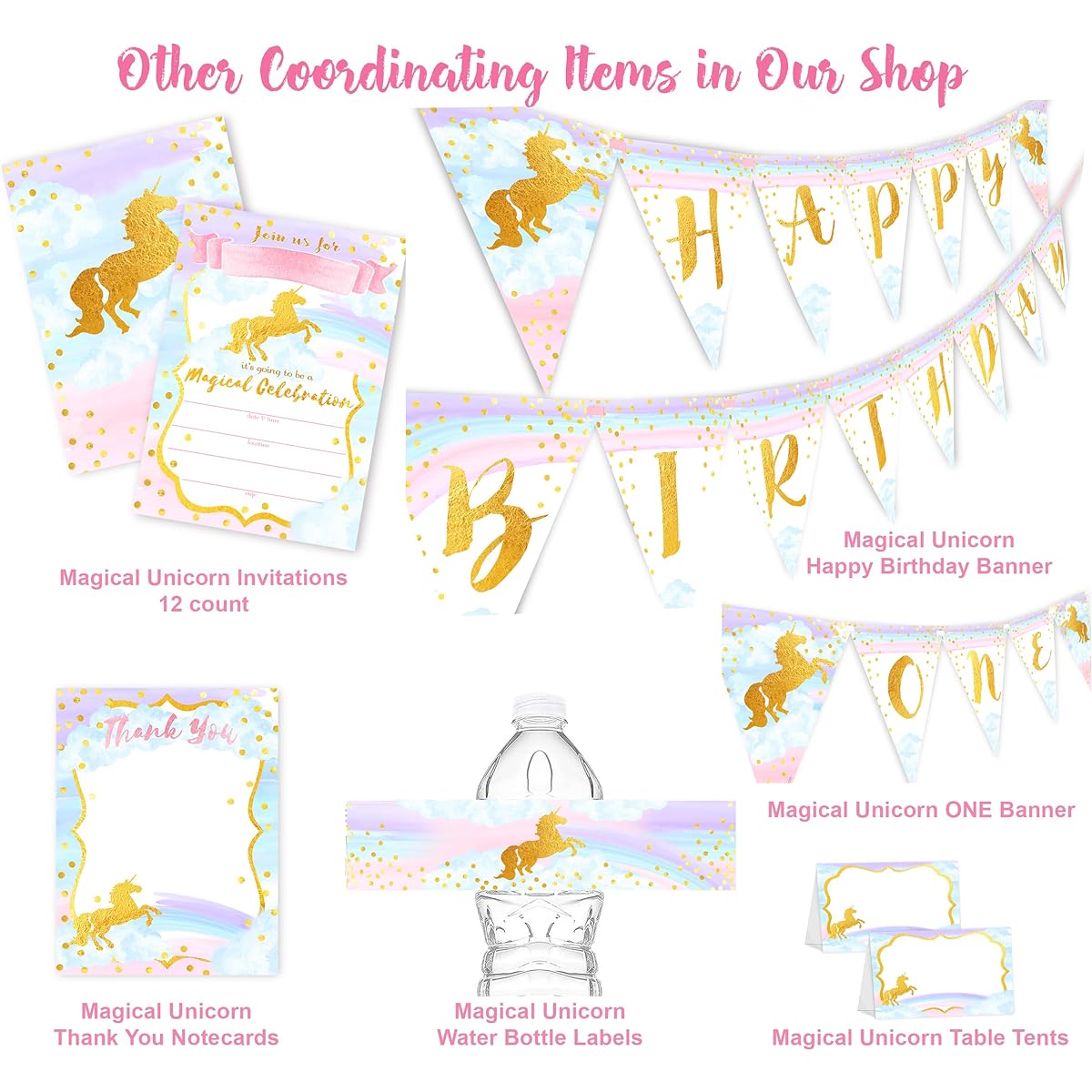 POP Party Magical Unicorn Rainbow Welcome Baby Banner Pennant - Unicorn Baby Shower Banner - Unicorn Shower Banner