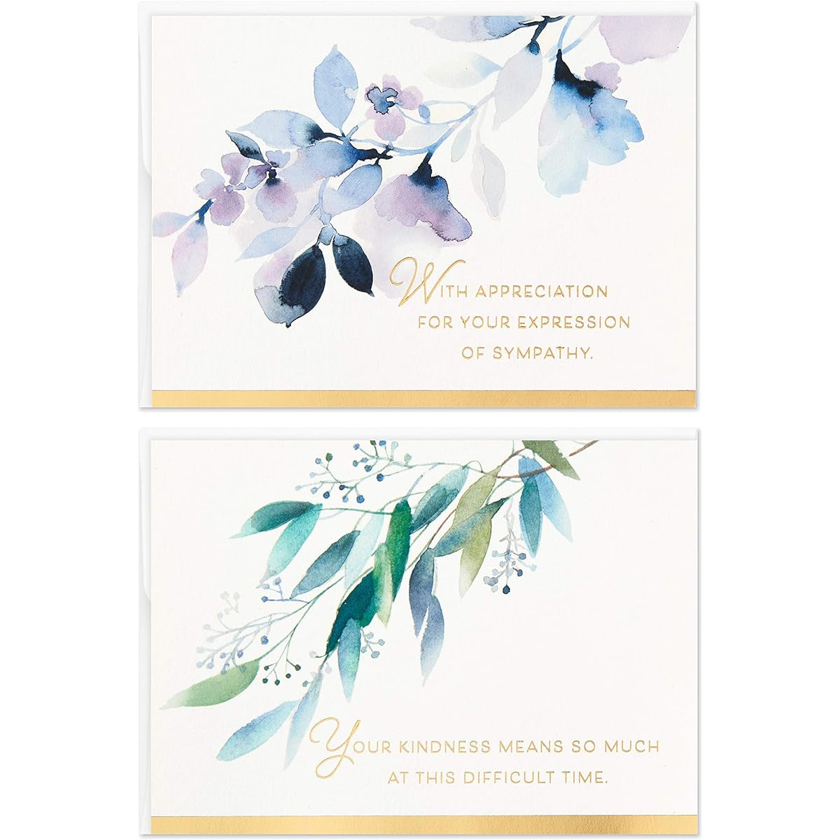 Hallmark Funeral Thank You Cards Assortment - Watercolor Flowers - 50 Cards with Envelopes