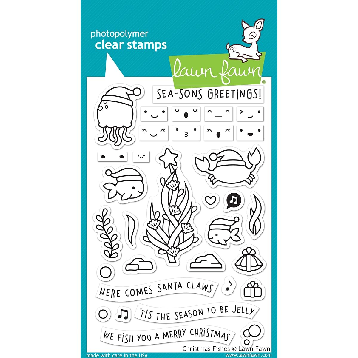Lawn Fawn Christmas Fishes Clear Stamp and Coordinating Die Set, Set of 2 (LF2024 LF2025)