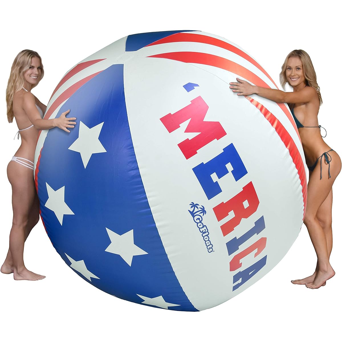GoFloats 6ft Giant Inflatable Beach Ball - Choose 'Merica or Classic Design - Oversized Jumbo Beach Ball with Patch Repair Kit