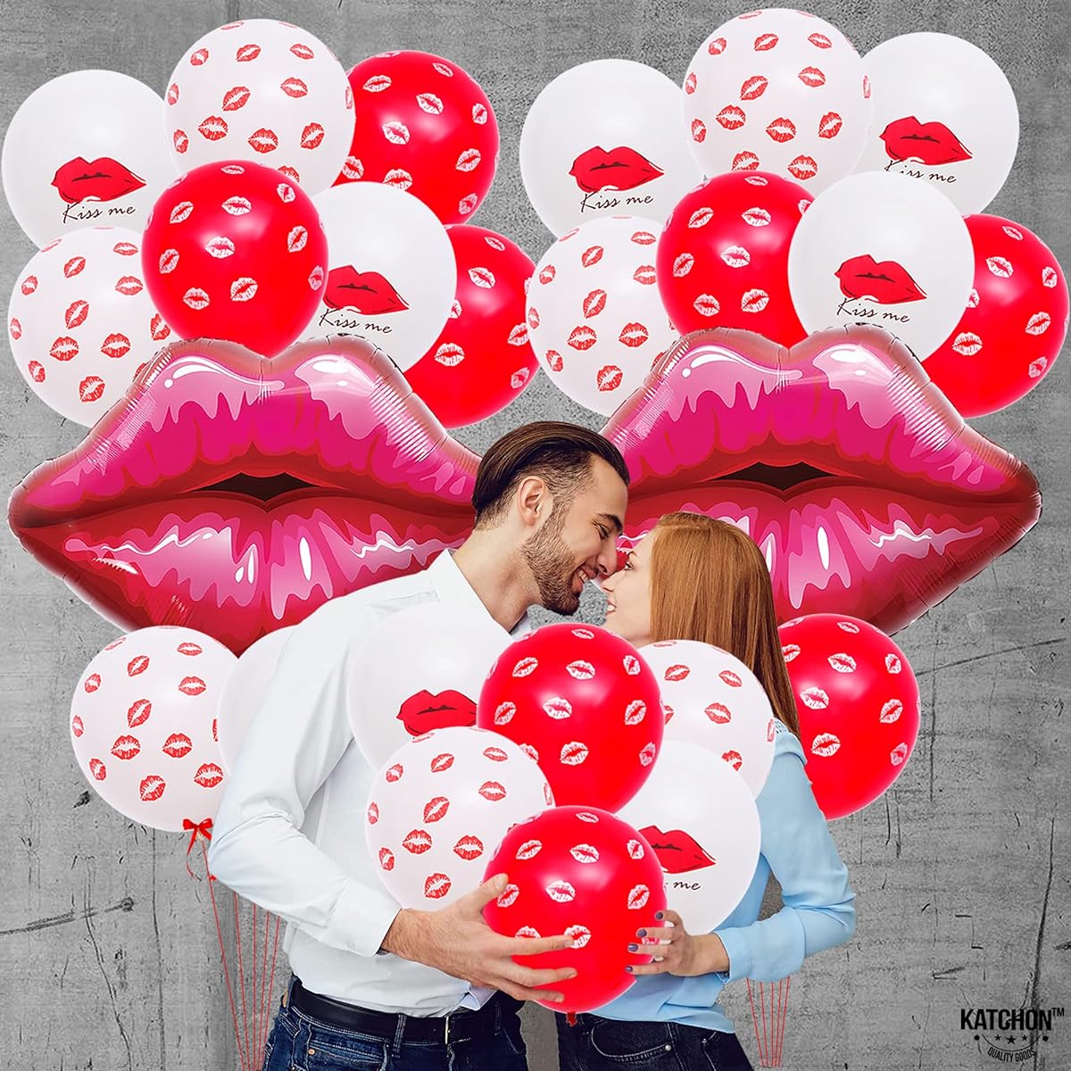 Large 30 Inch Red Lip Balloons - Pack of 25 Valentine's Day Balloons | Kiss Me Latex Balloons Valentine's Day Decorations | Kiss Me Latex Balloons Romantic Decoration Special Night | Kiss Balloons