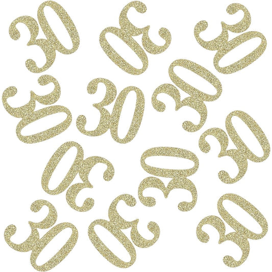 100pcs Gold Glitter Number 30 Table Confetti 30th Birthday/Anniversary Celebration Decoration