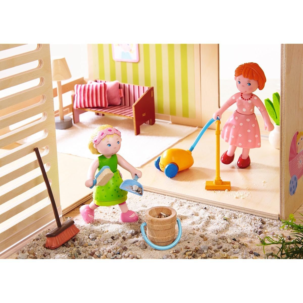 HABA 303016 Little Friends Spring Cleaning Dollhouse Accessory Set