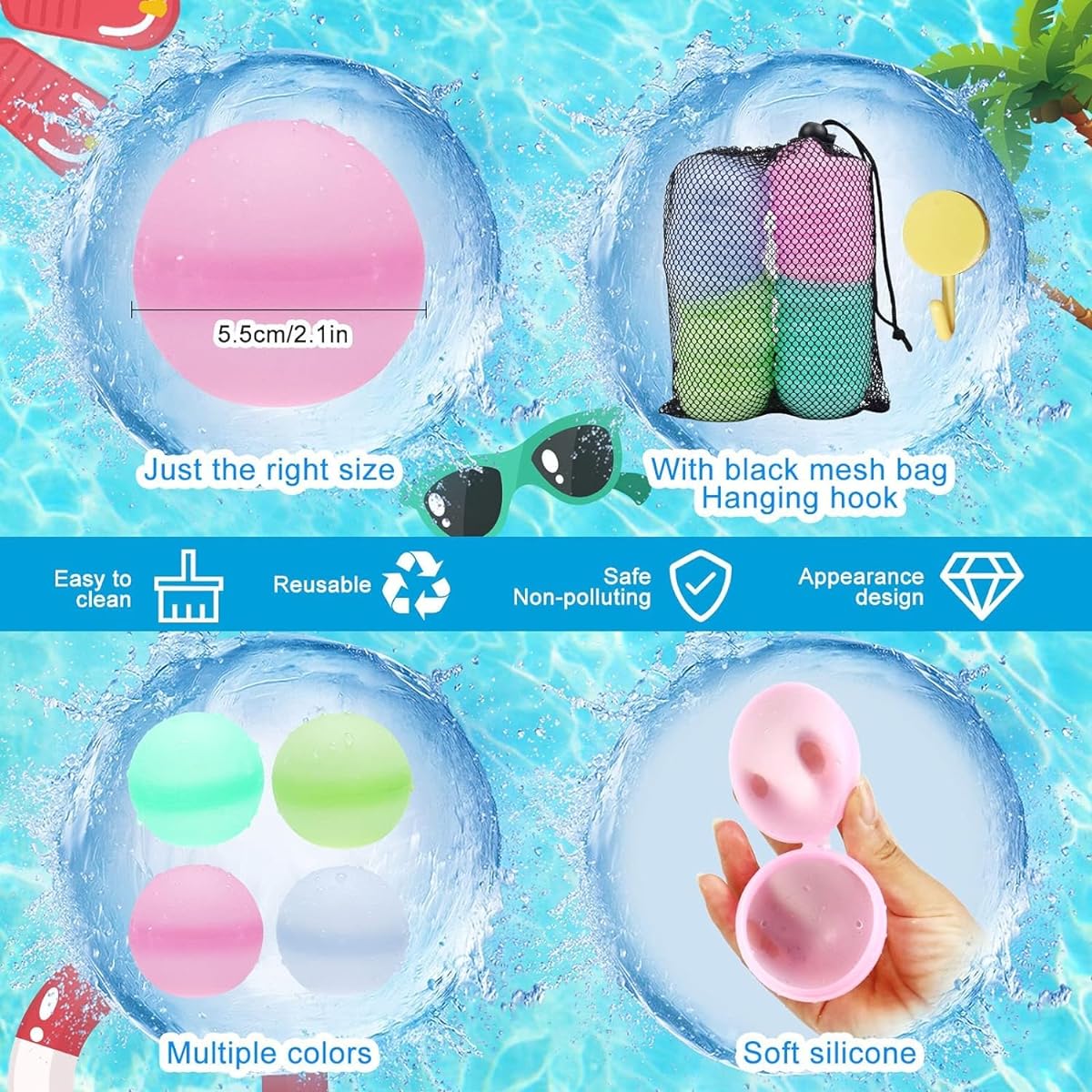 Water Balloons Reusable Outdoor Water Toys (16 Pieces)