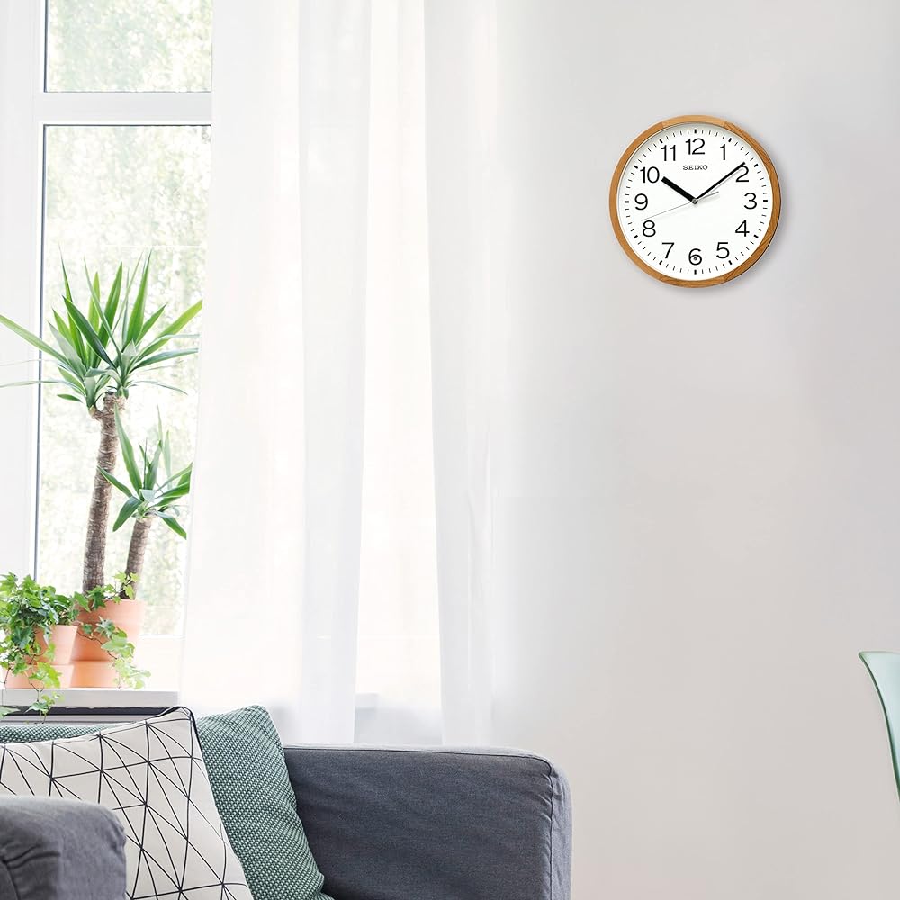 Seiko Clock Wall Clock Radio Analog Wood Frame Natural Color Wood Diameter 30 x 4.7cm KX249B