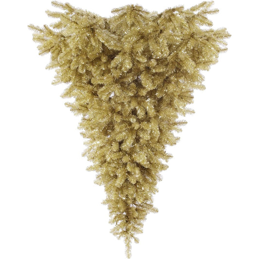 Vickerman 6ft Champagne Upside Down Artificial Christmas Half Tree No Lights - Upside Down Artificial Christmas Tree - Seasonal Home Decor