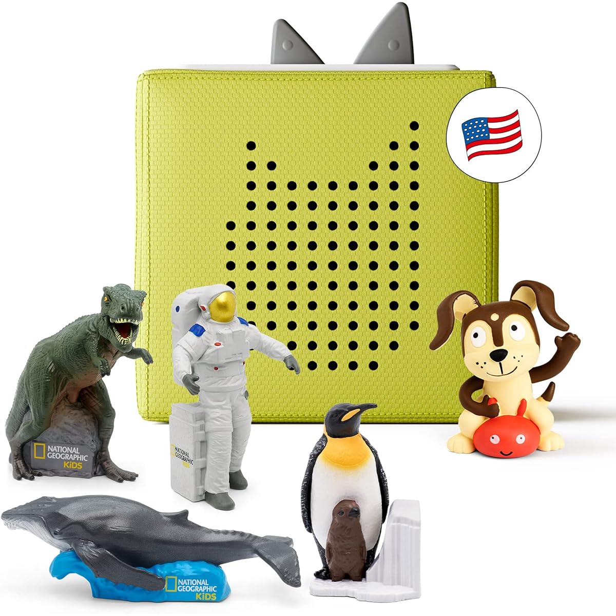 Toniebox Audio Player Starter Set National Geographic Astronaut Dinosaur Whale Penguin Green