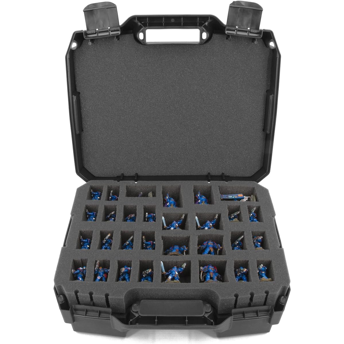 CASEMATIX Miniature Storage Hardshell Figure Case - 2 Layer Customizable Foam Miniature Case for Standard Miniatures/Large Units/Vehicles Compatible with Warhammer 40k DND and More